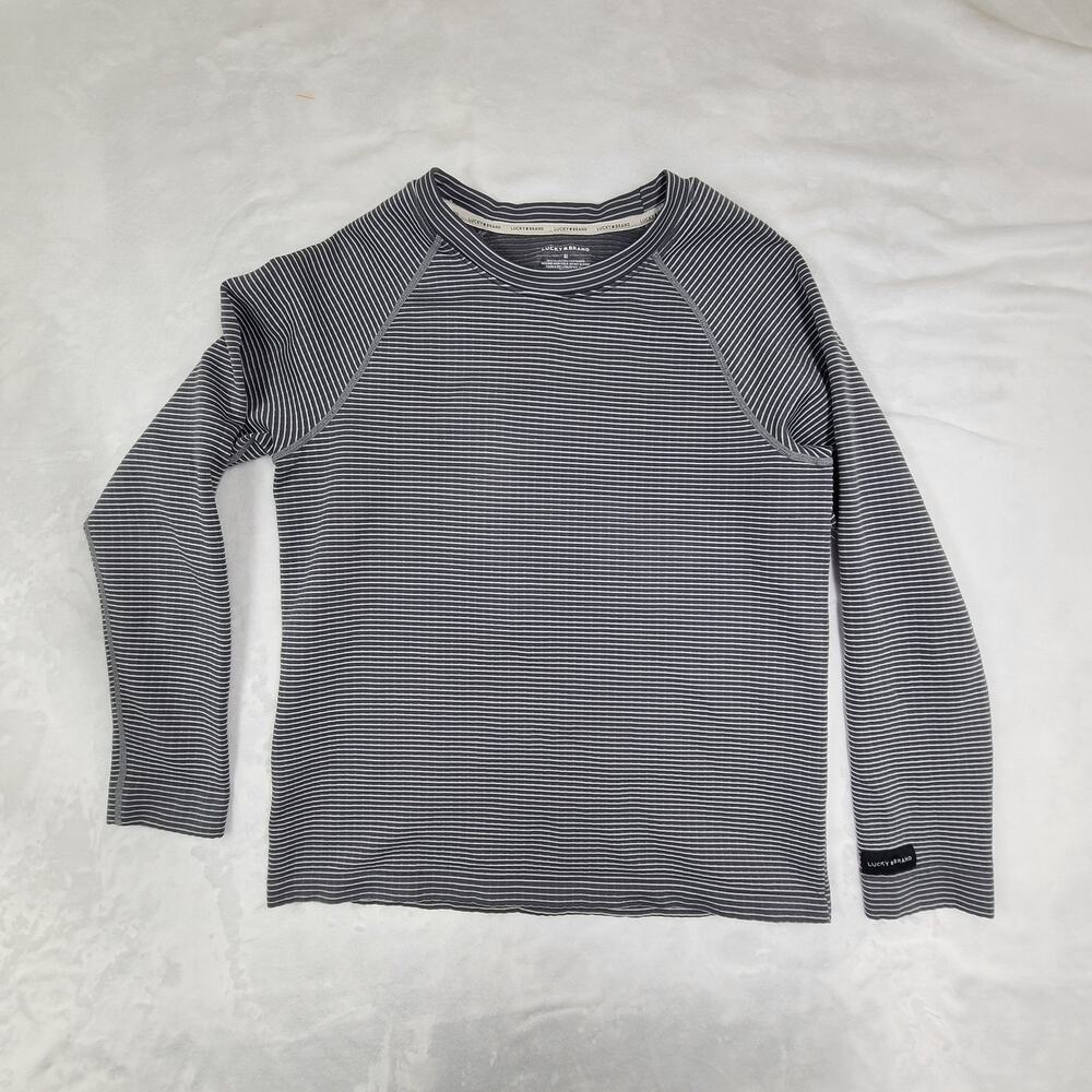 Lucky Brand Striped Long-sleeve Thermal Shirt Women's XL Gray Stripes Casual